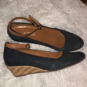 Paul Green Munchen blue suede espadrille heel